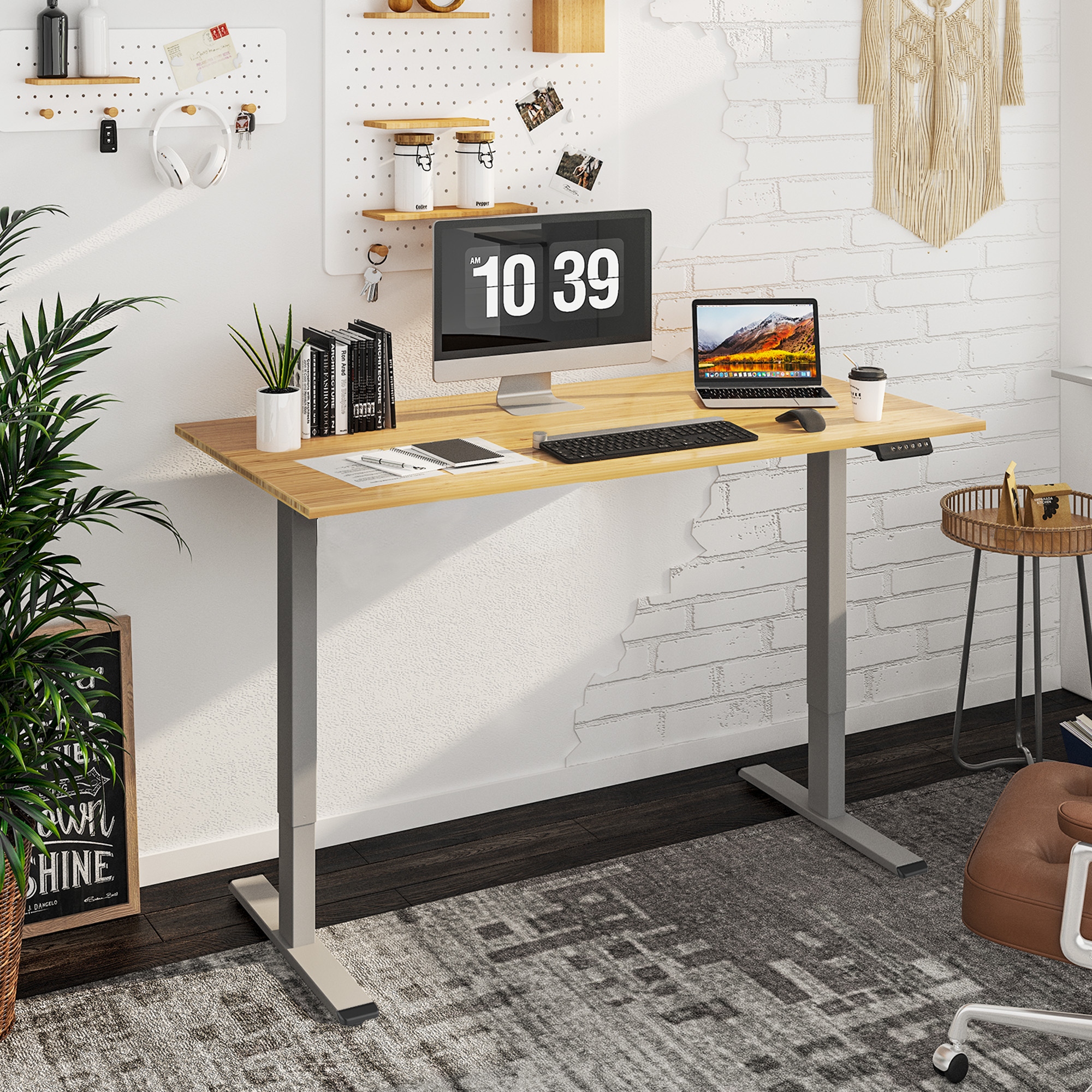 FlexiSpot 100 Bamboo Whole Piece Desktop Ergonomic Electric Home